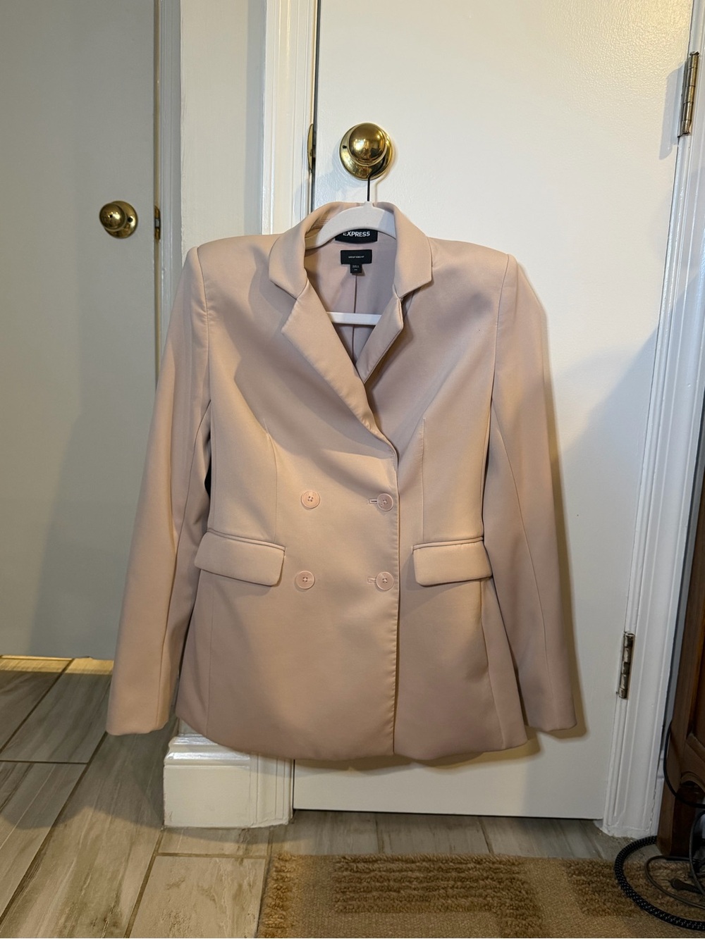 Express Double-Breasted Blazer Jacket - Light Pink